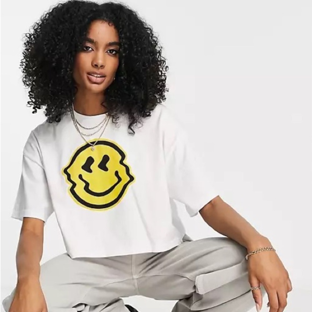 Roadies Crop Top with Face Print (Boxy Cropped T Shirt)